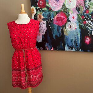 Forever 21 Western Boho Red Print Dress Women's Size Small